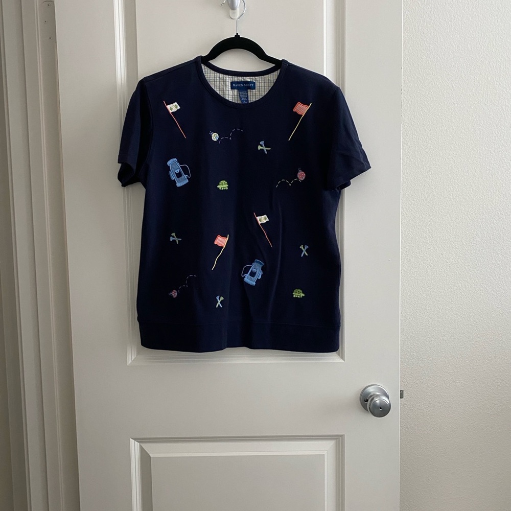 Karen Scott Navy Blue Kids Tee with Playful Graphics